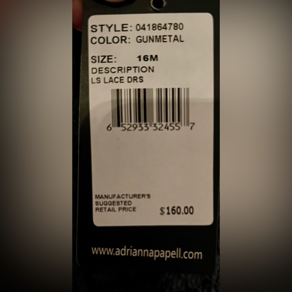 ADRIANNA PAPELL LONG SLEEVE BACK ZIPPER LACE SHEATH DRESS🔥🔥🔥🔥sz 16 - Picture 5 of 5